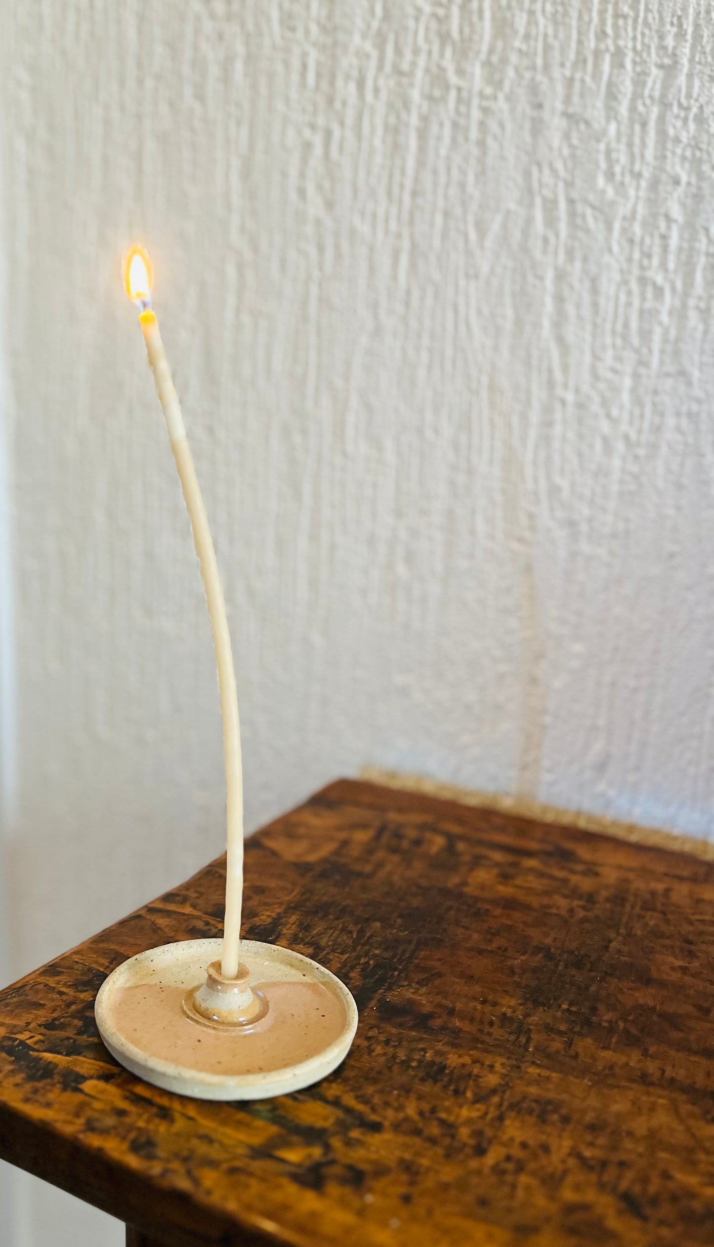 Tapered Candle Holder (style A) , coral glaze
