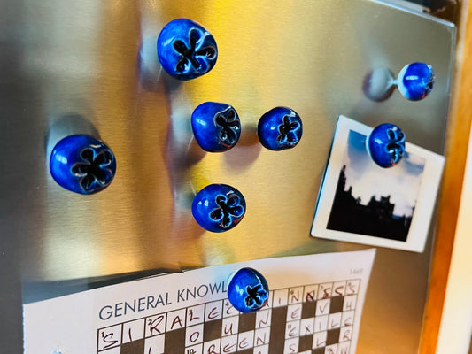 Blueberry Magnet (single), cobalt glaze