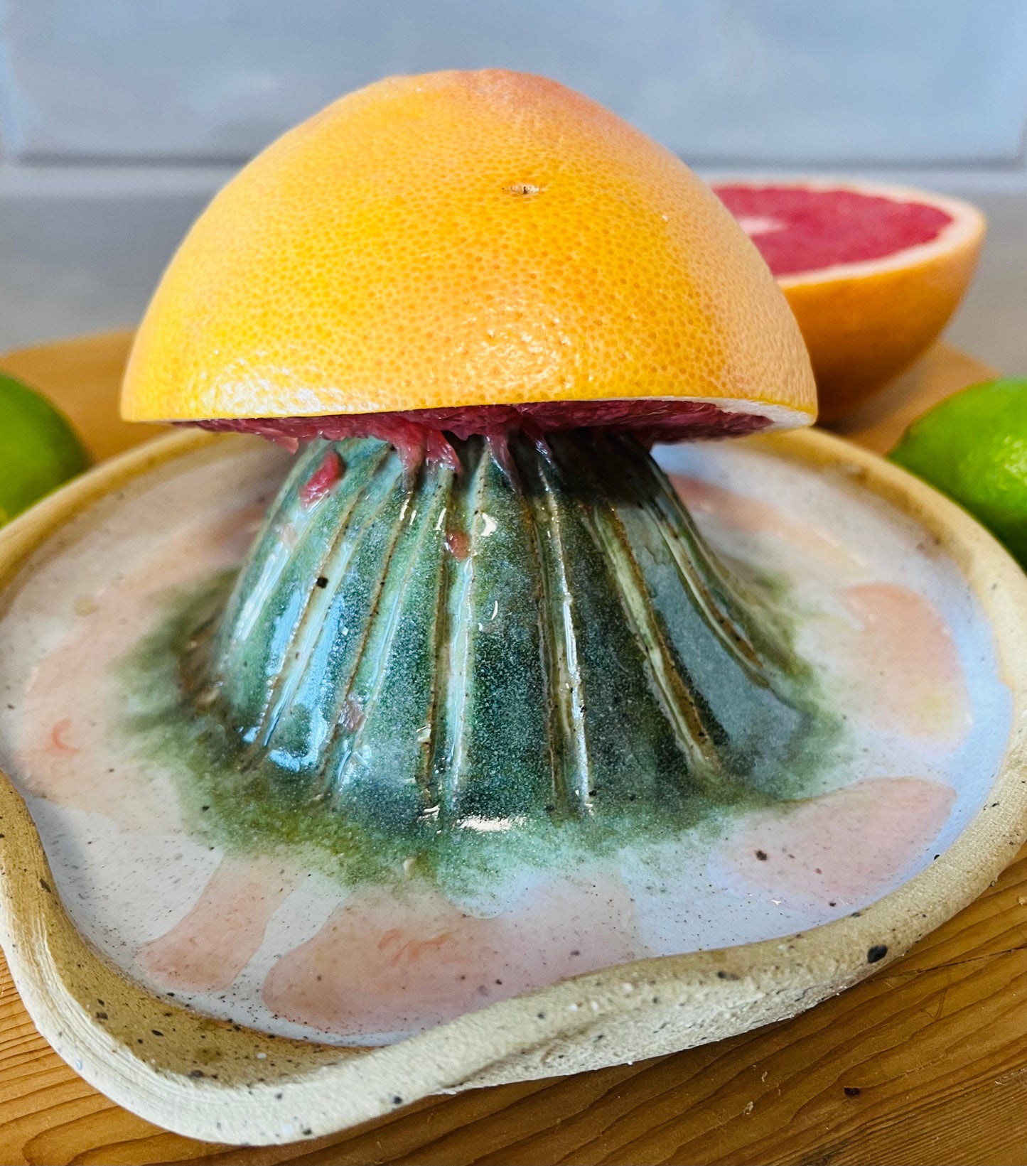 Citrus Juicer, howlite and amazonite glaze