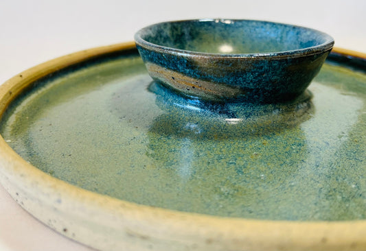 Scoop and Serve (chip and dip platter), amazonite glaze