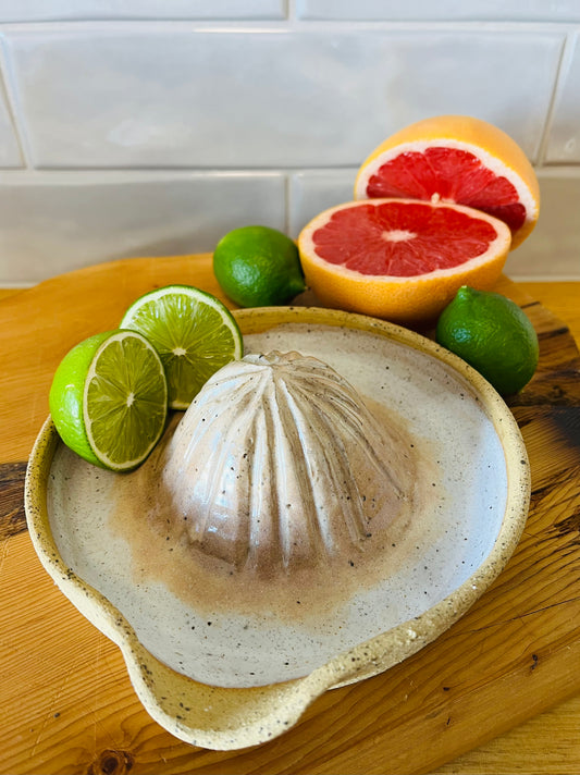 Citrus Juicer, howlite and coral glaze