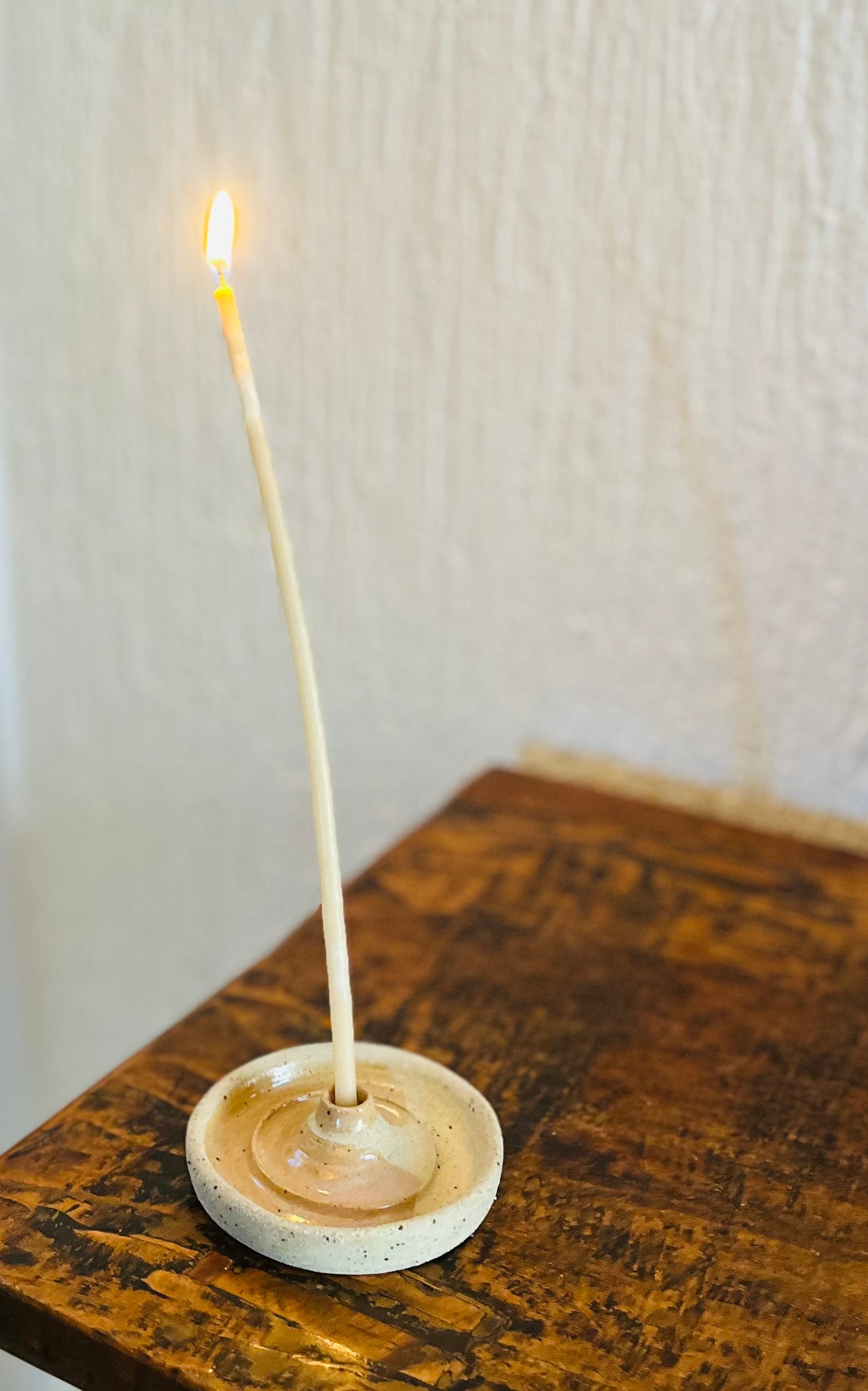 Tapered Candle Holder (style B) , coral glaze