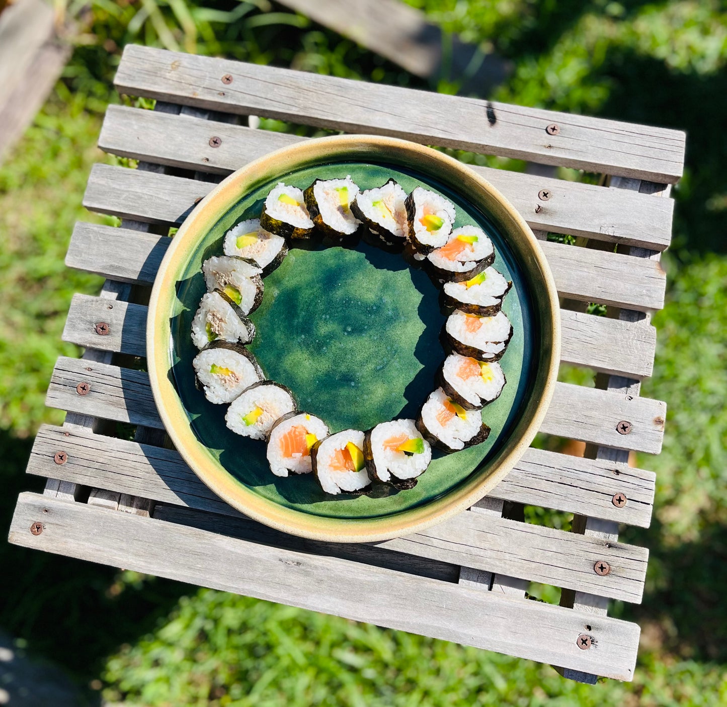 Weighty Platter, moss green glaze