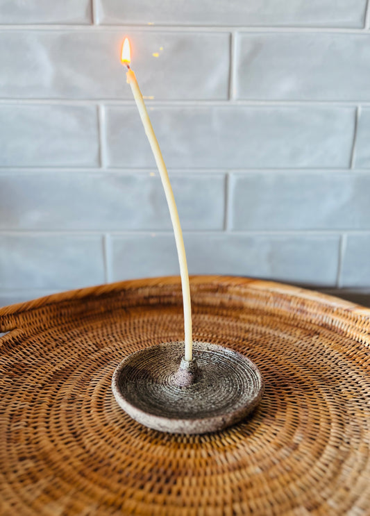 Tapered Candle Holder - Buff Raku (large), teahouse glaze