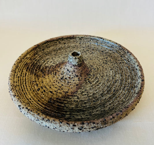 Tapered Candle Holder - Buff Raku (large), teahouse glaze