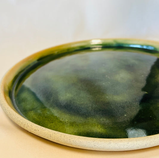 Weighty Platter, moss green glaze