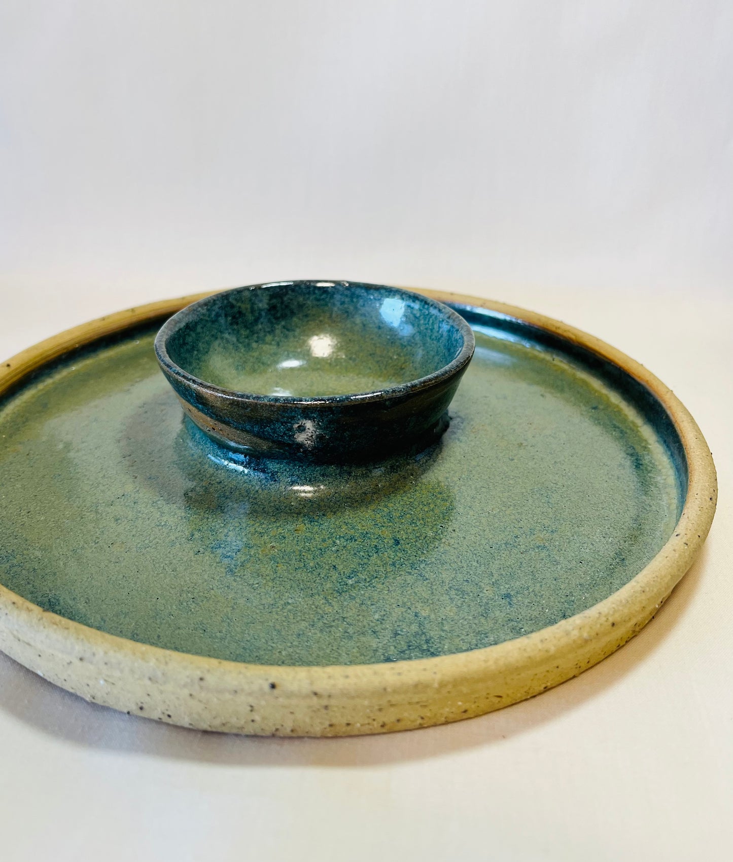 Scoop and Serve (chip and dip platter), amazonite glaze