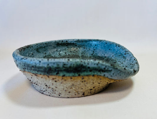 Seep and Sit (small spoon rest), denim glaze