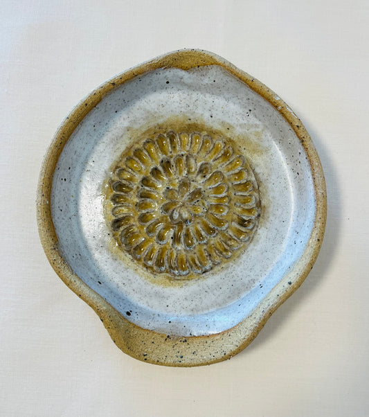 Garlic Grater, howlite and copal glaze
