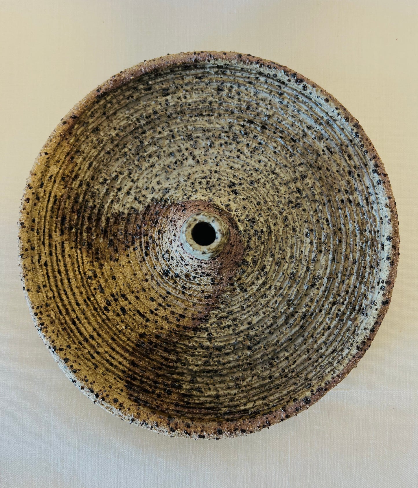 Tapered Candle Holder - Buff Raku (large), teahouse glaze