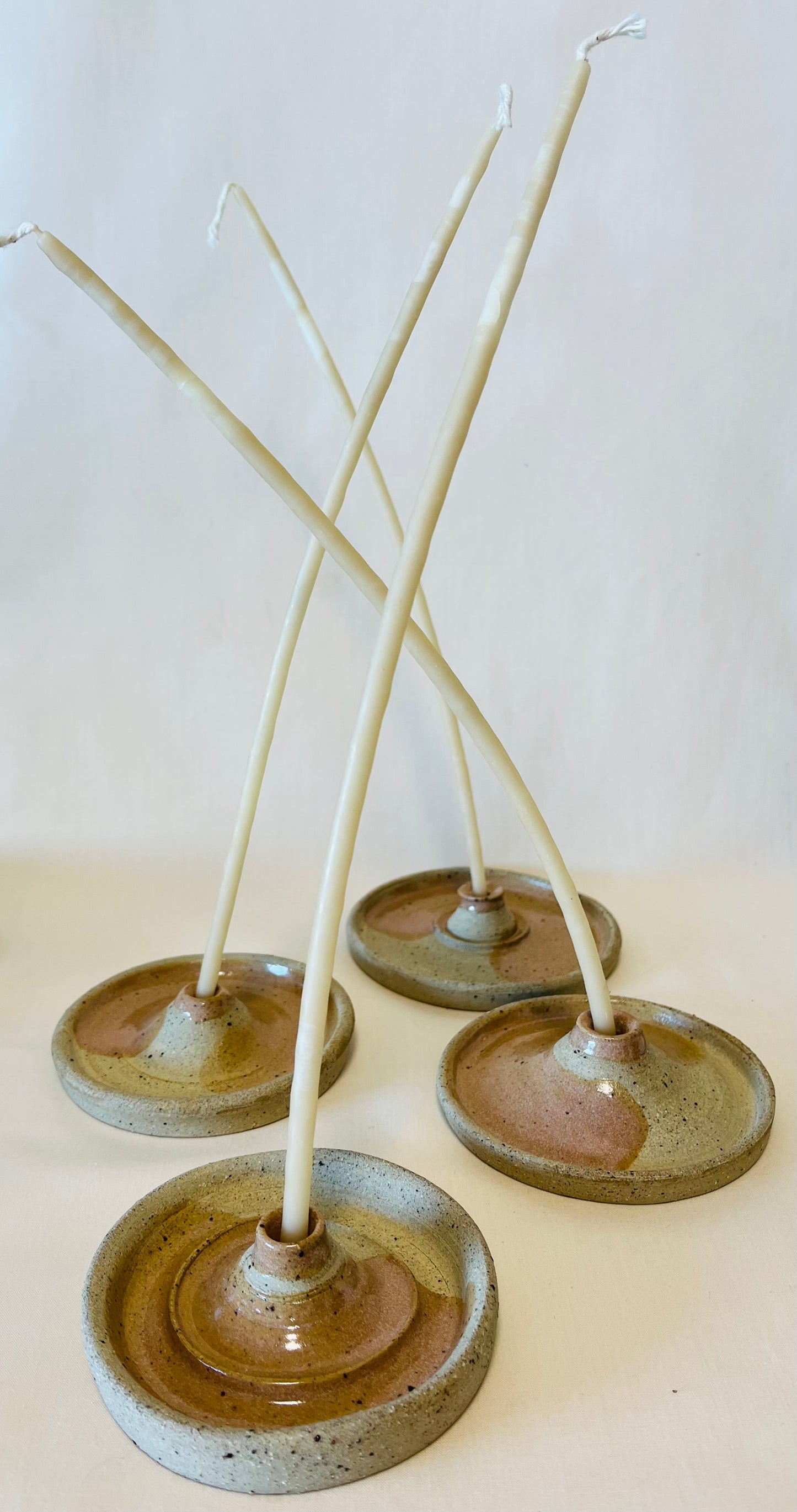 Tapered Candle Holder (style B) , coral glaze