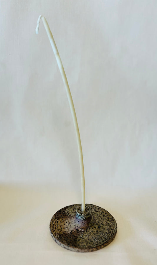 Tapered Candle Holder - Buff Raku, teahouse glaze