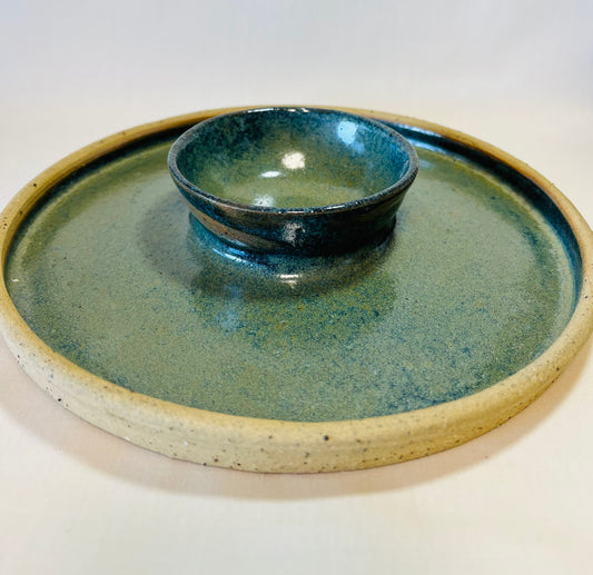 Scoop and Serve (chip and dip platter), amazonite glaze