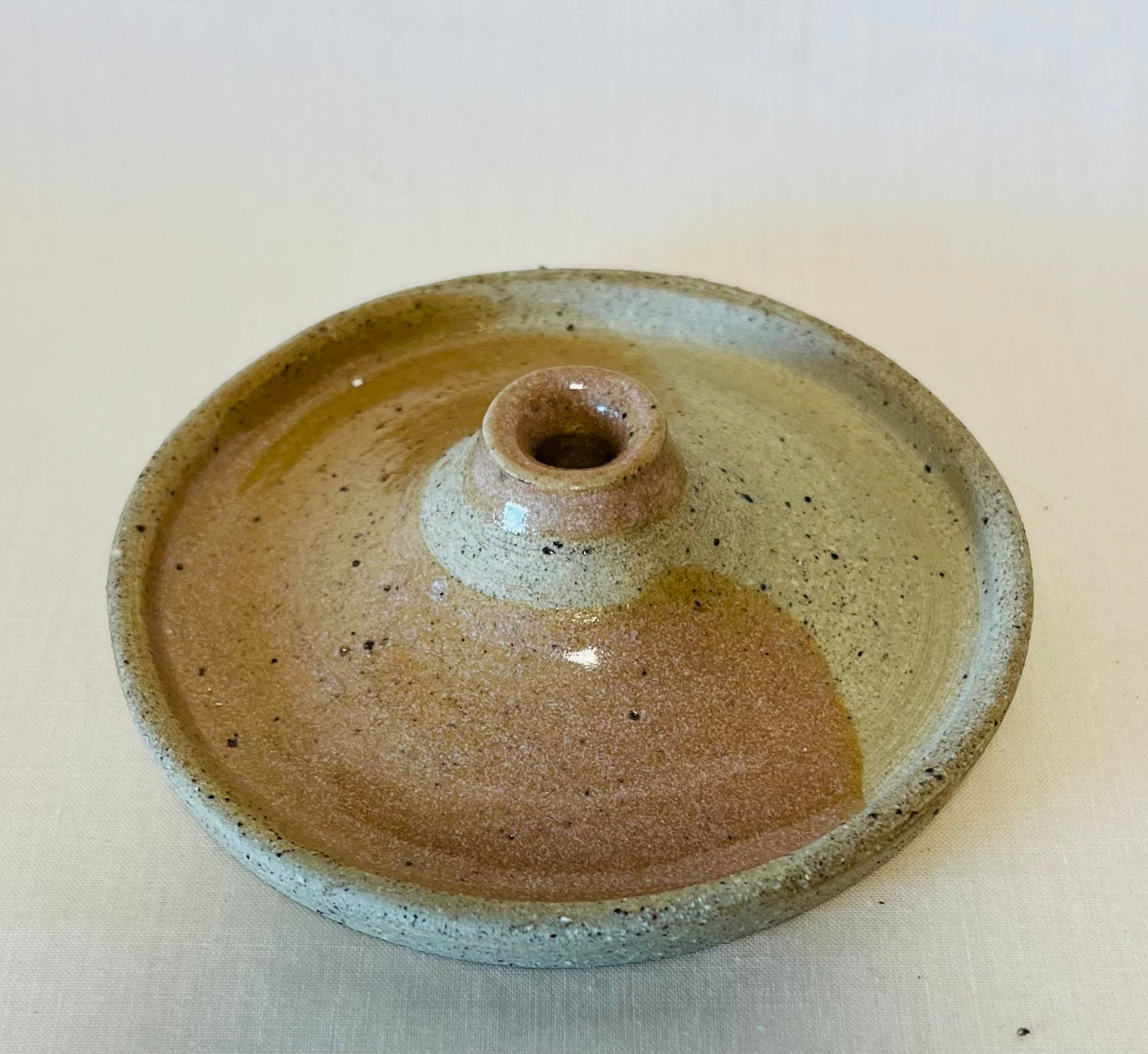 Tapered Candle Holder (style D) , coral glaze