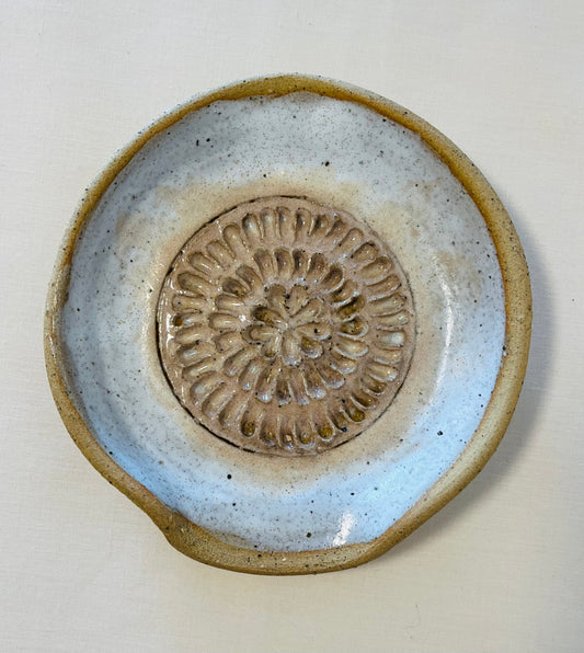 Garlic Grater, howlite and coral glaze