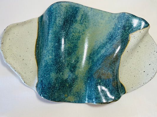 Tide Curve Platter, amazonite glaze