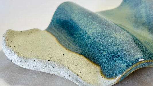 Tide Curve Platter, amazonite glaze