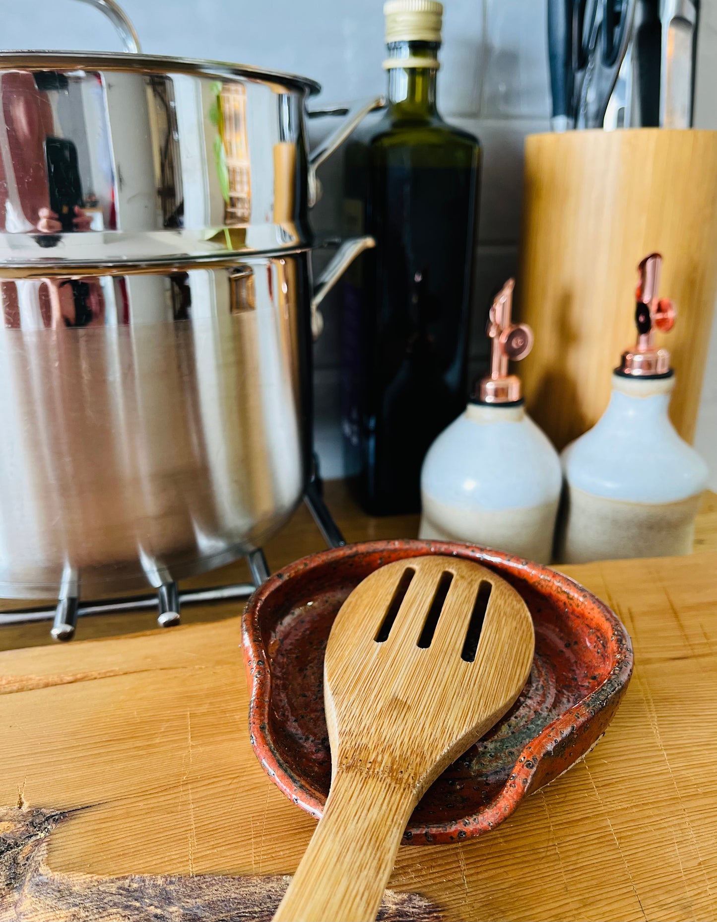 Wooden Spoon Rest, ketchup glaze