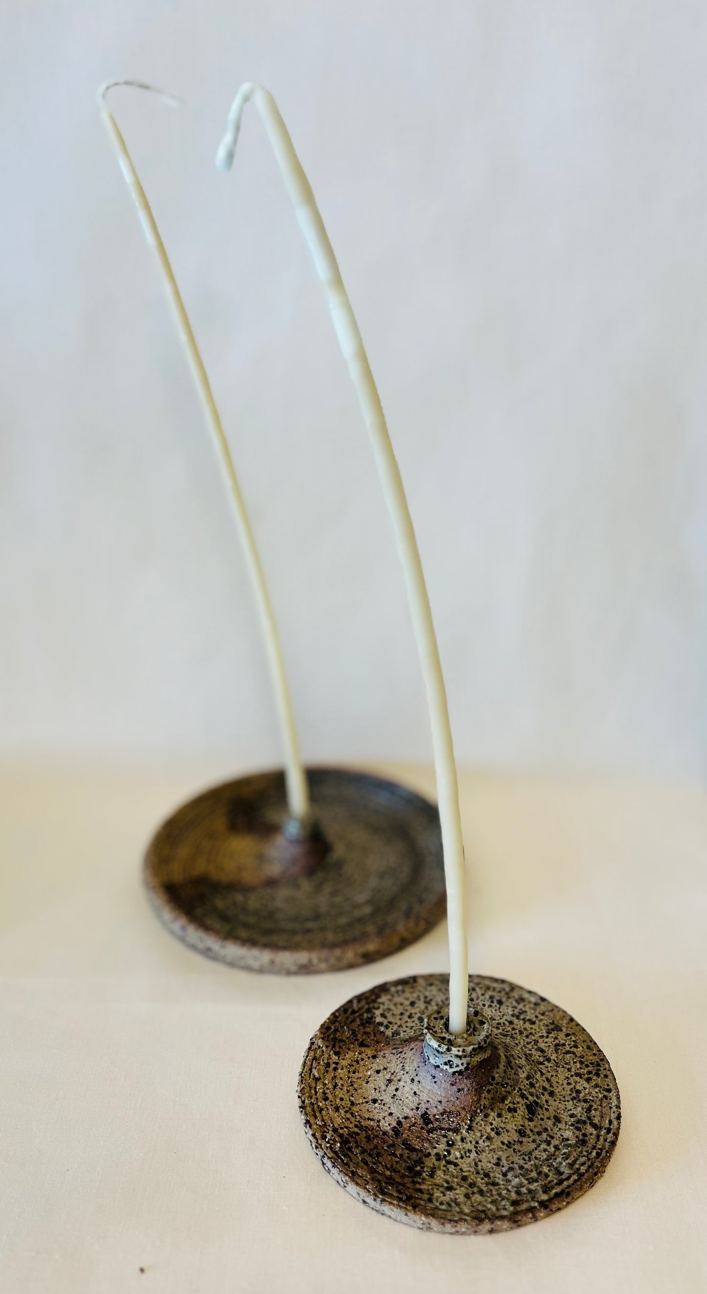 Tapered Candle Holder - Buff Raku, teahouse glaze