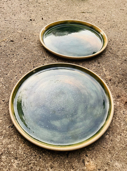 Weighty Platter, moss green glaze
