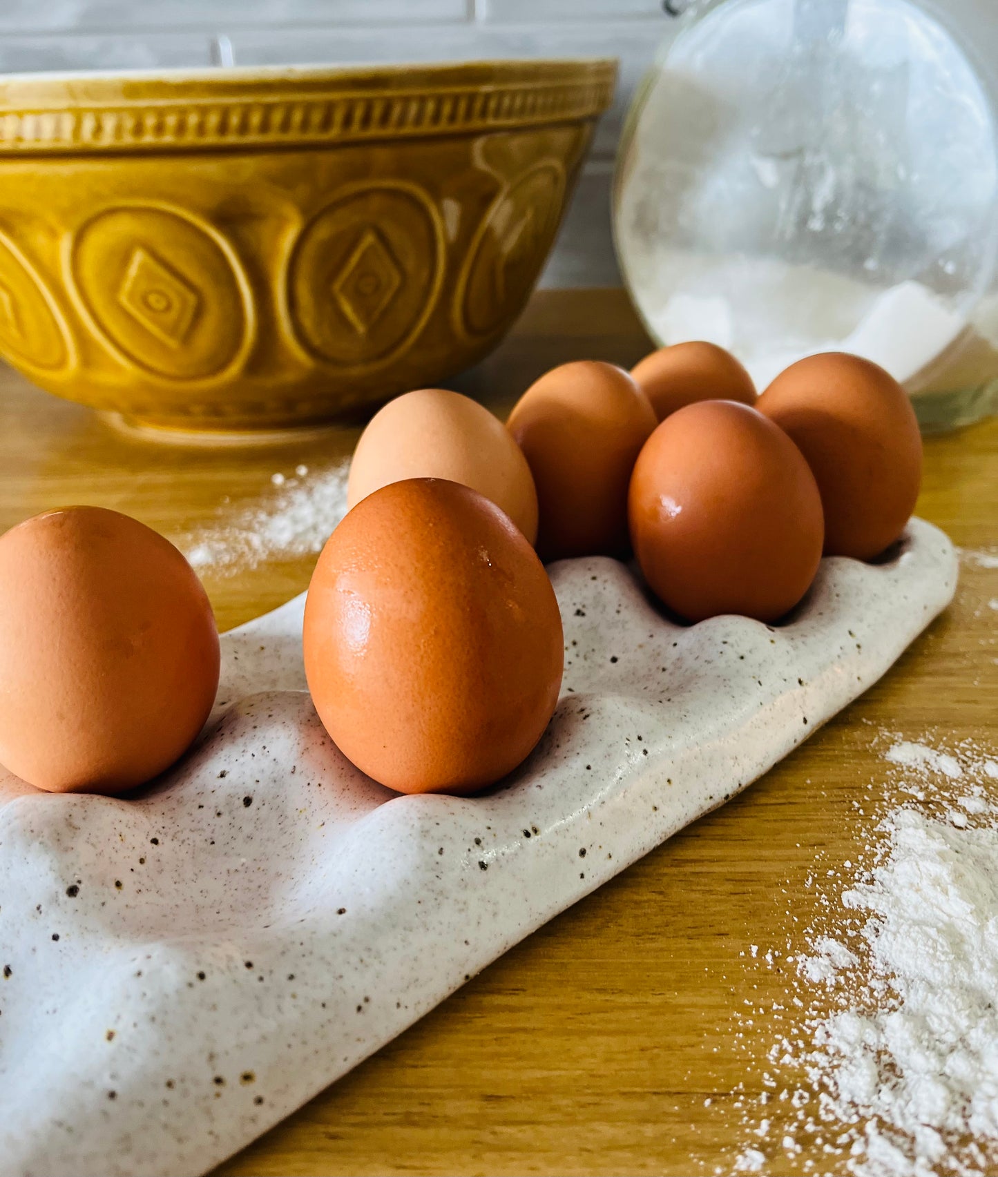 Hold the Dozen (12 Egg Tray), howlite glaze