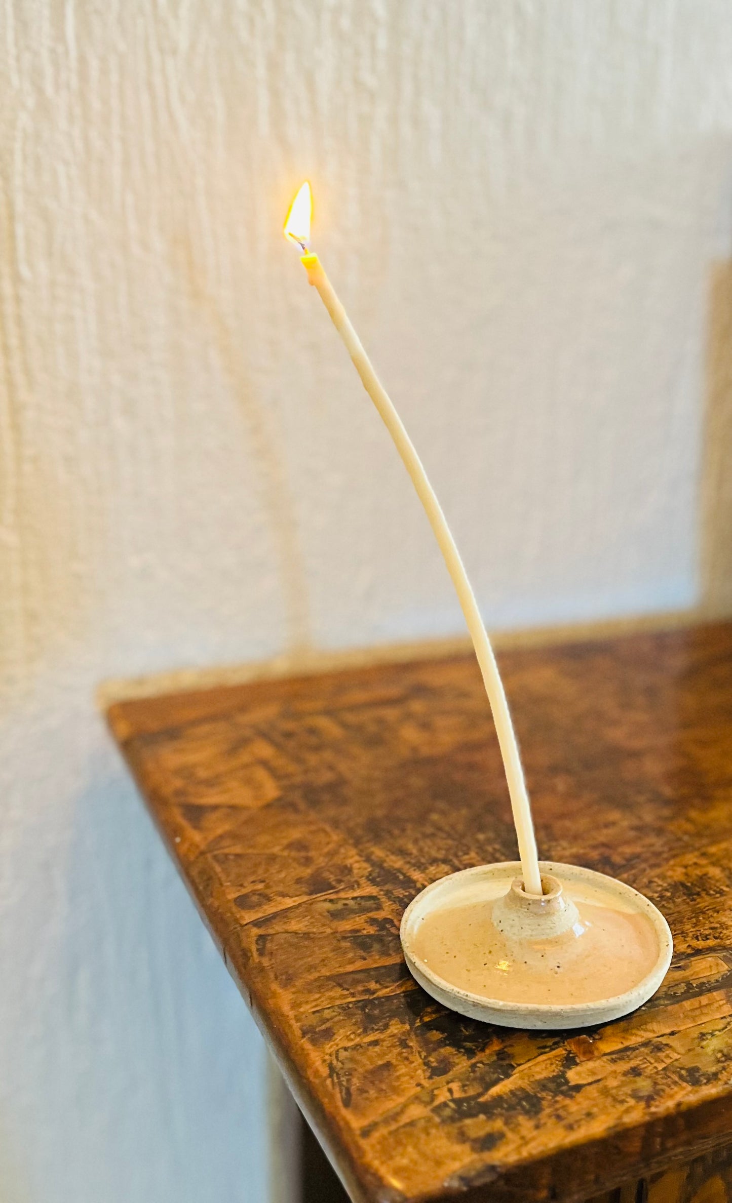 Tapered Candle Holder (style D) , coral glaze
