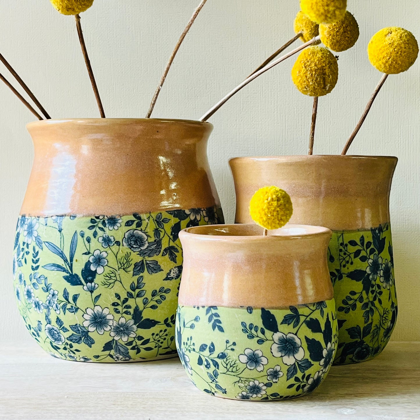 Vases - Coral Glaze & Japanese Paper Design