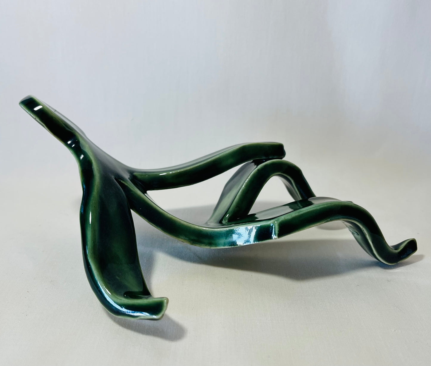 The Leaning Man, moss green glaze