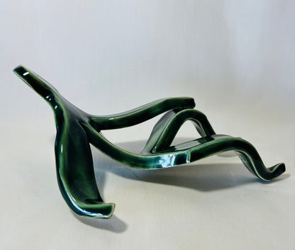 The Leaning Man, moss green glaze