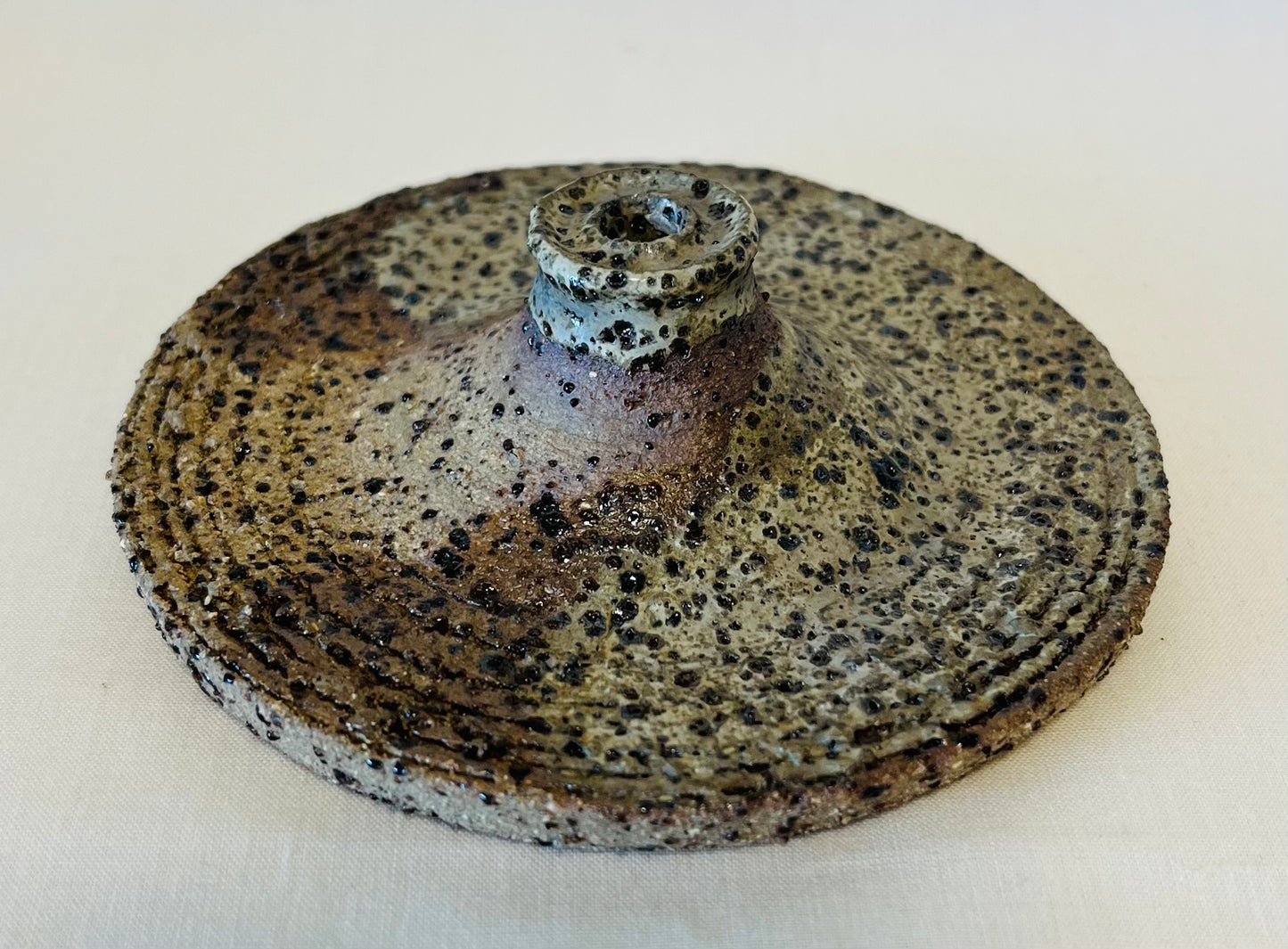 Tapered Candle Holder - Buff Raku, teahouse glaze