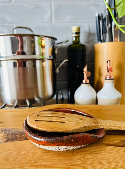 Wooden Spoon Rest, ketchup glaze