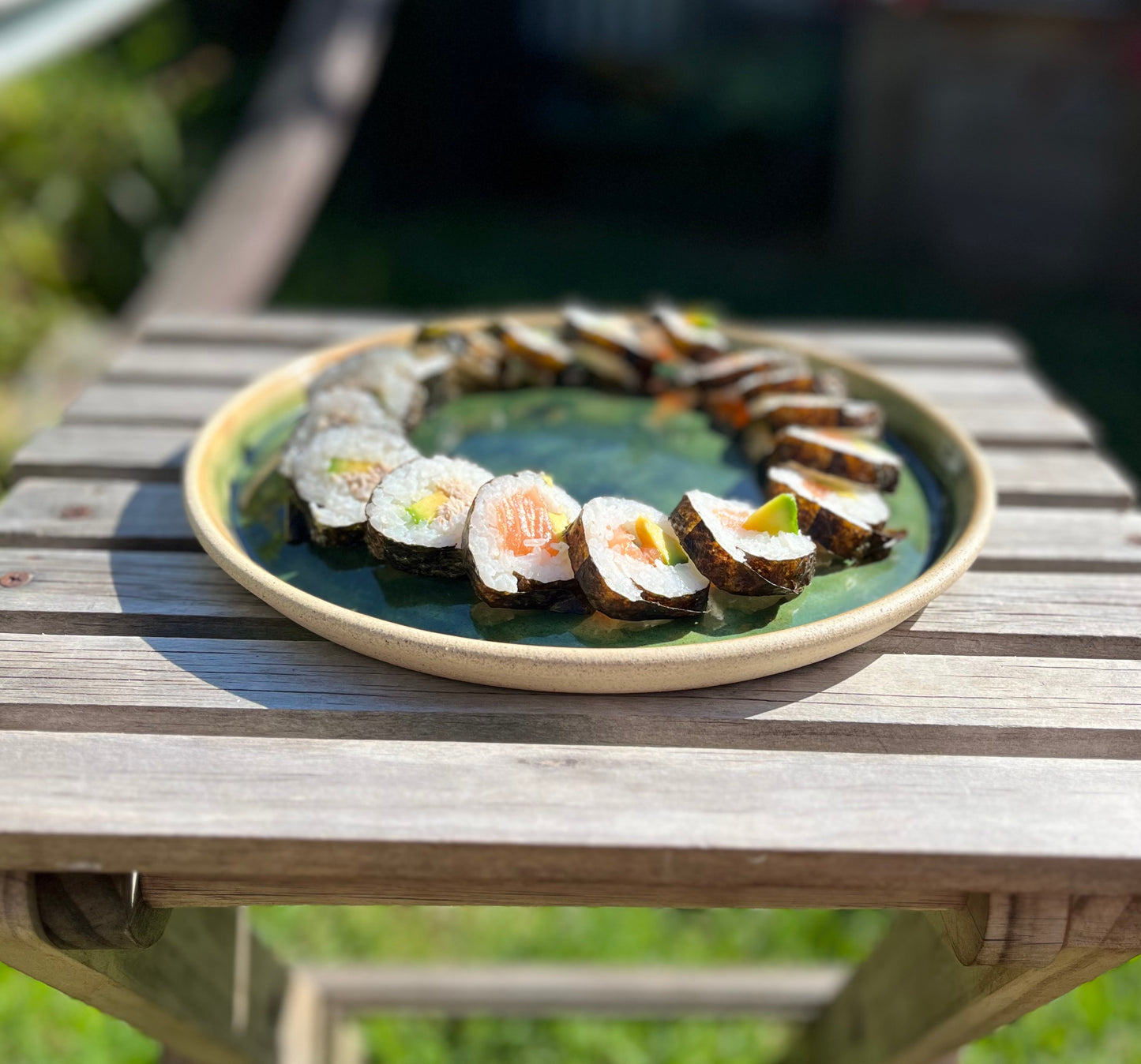 Weighty Platter, moss green glaze