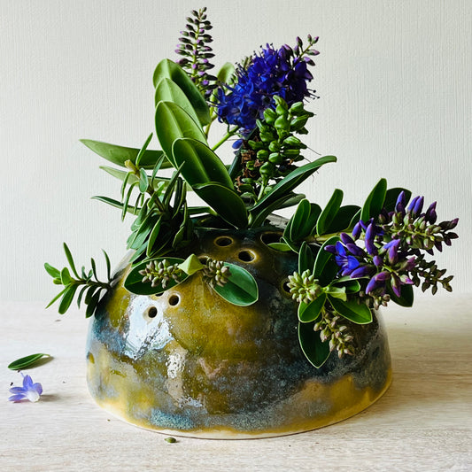 Flower Vase - Verdigris Moss