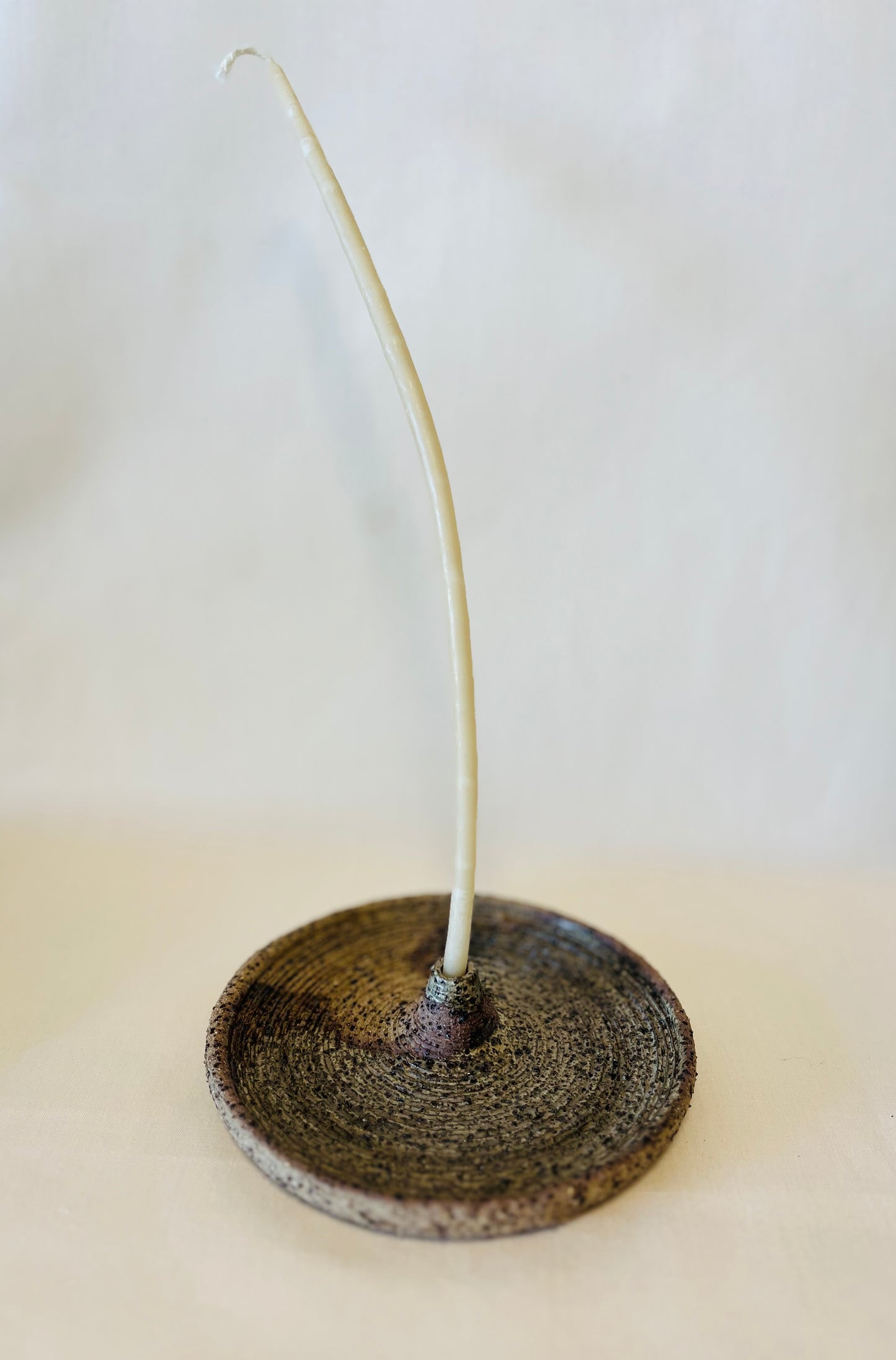 Tapered Candle Holder - Buff Raku (large), teahouse glaze
