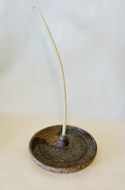 Tapered Candle Holder - Buff Raku (large), teahouse glaze