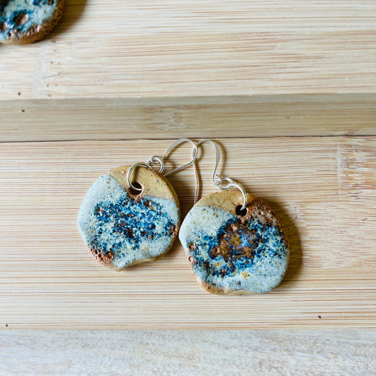 Speckled Blue & Quail Green Earrings