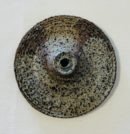 Tapered Candle Holder - Buff Raku, teahouse glaze