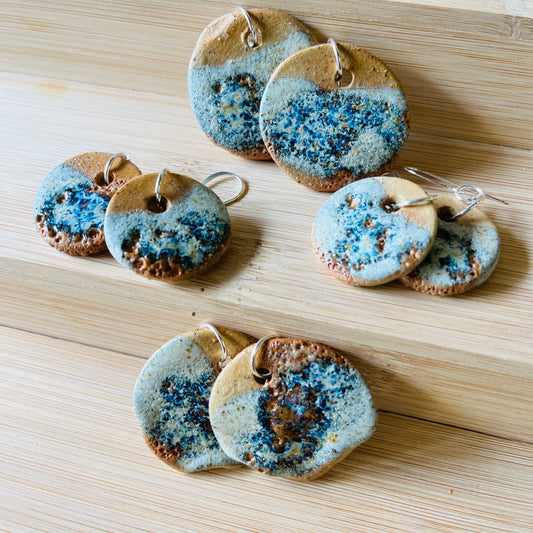 Speckled Blue & Quail Green Earrings