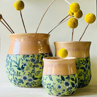 Vases - Coral Glaze & Japanese Paper Design