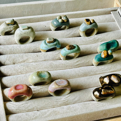 Sculptural Stoneware Rings