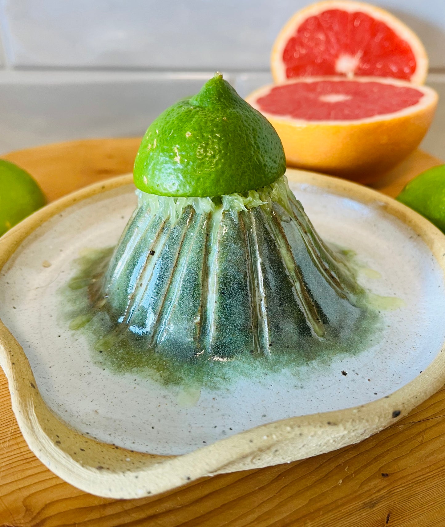 Citrus Juicer, howlite and amazonite glaze