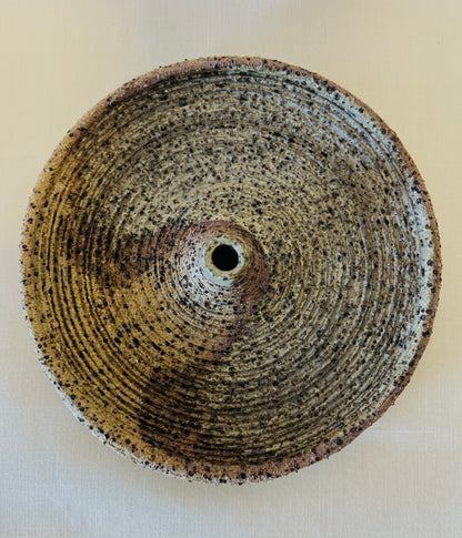 Tapered Candle Holder - Buff Raku (large), teahouse glaze