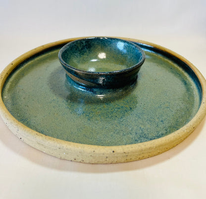 Scoop and Serve (chip and dip platter), amazonite glaze