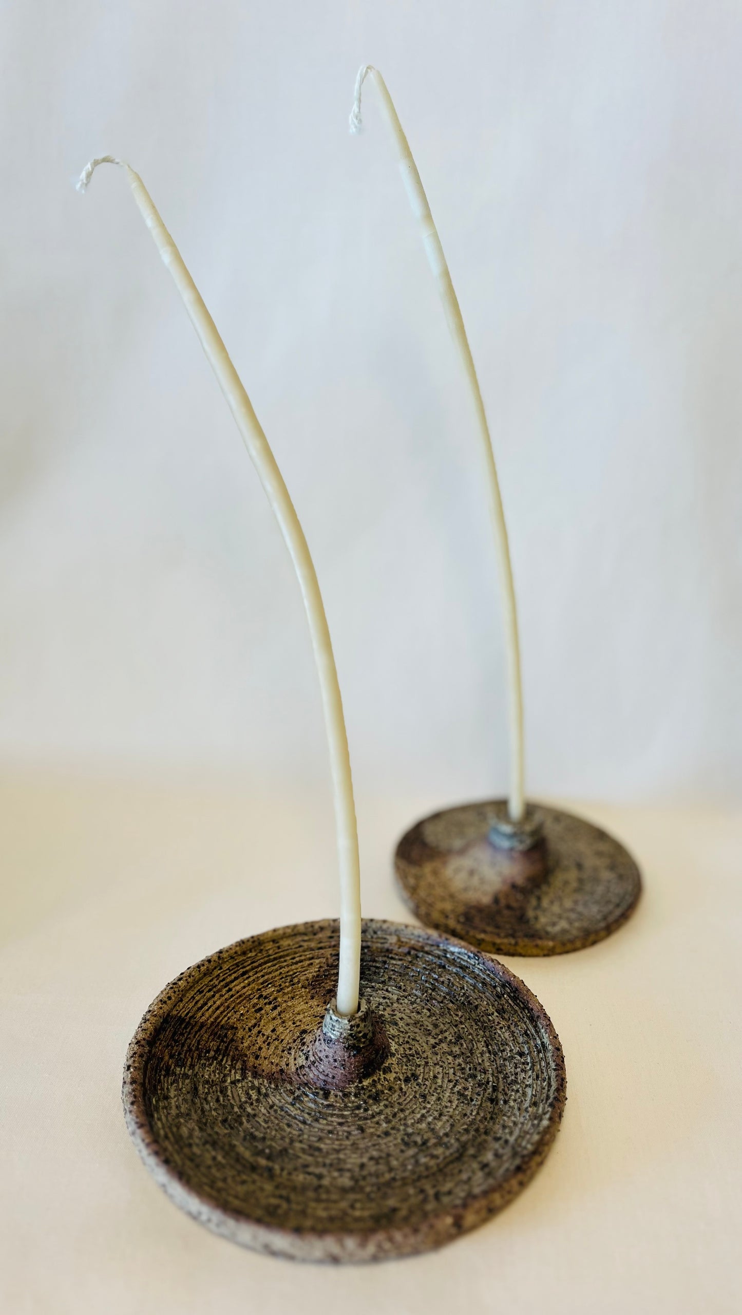 Tapered Candle Holder - Buff Raku (large), teahouse glaze