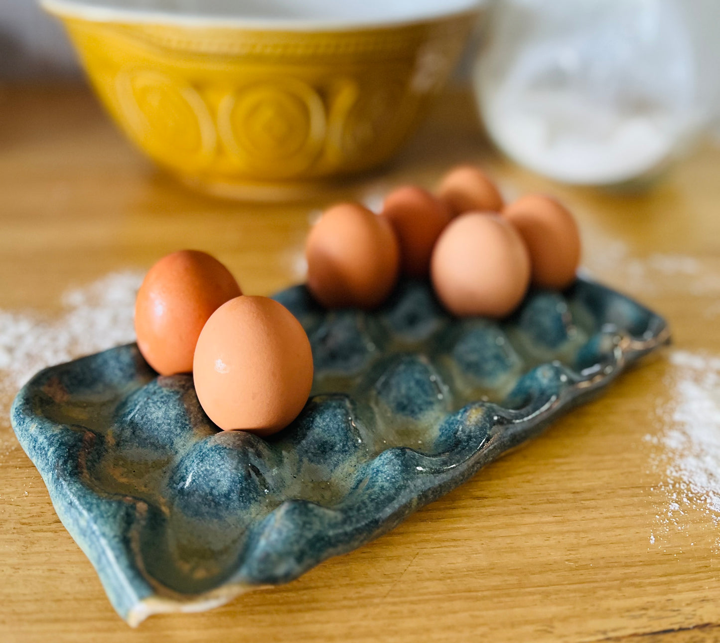 Hold the Brood (18 egg tray), amazonite glaze