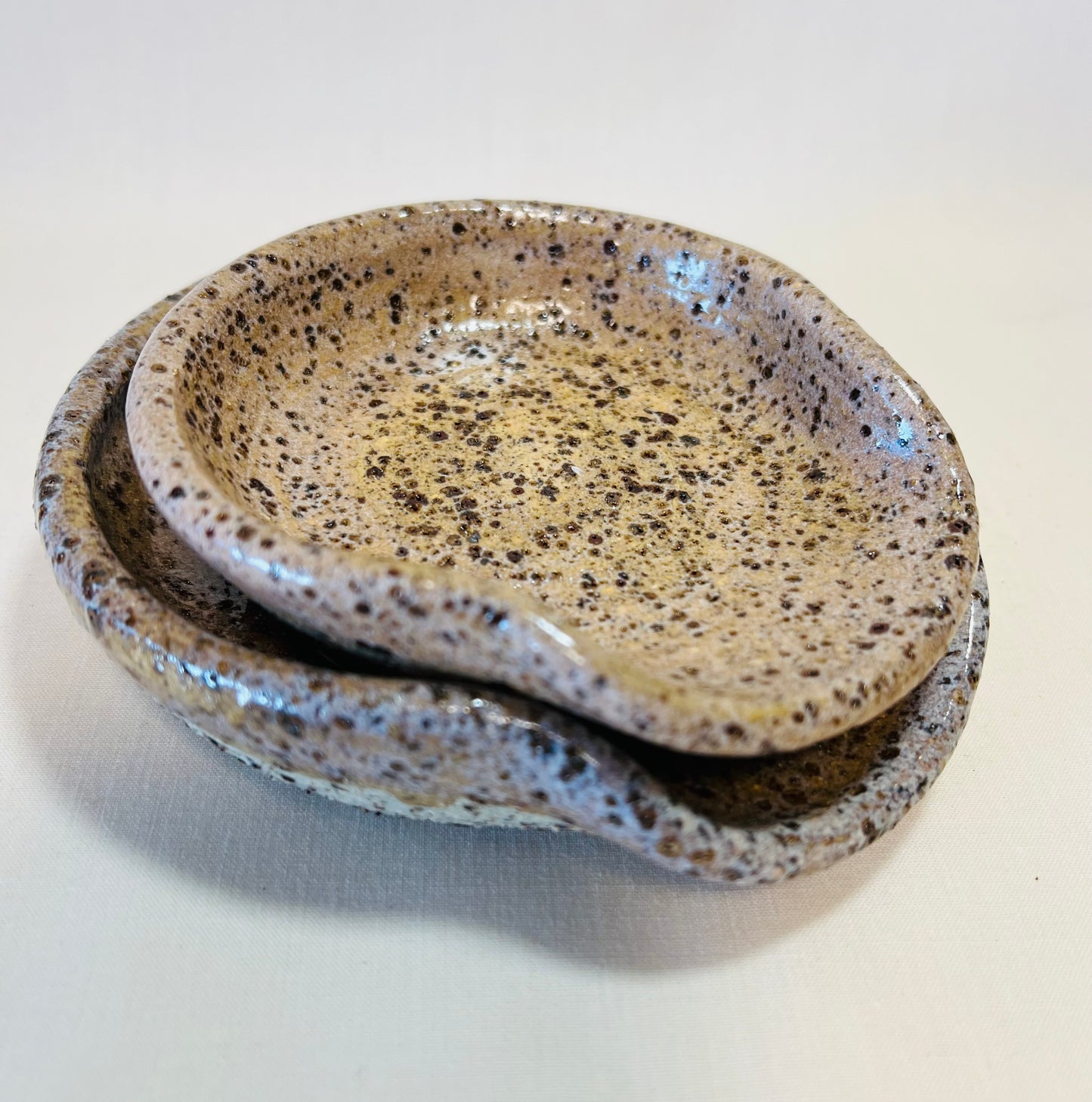 Seep and Sit (small spoon rest), coral glaze