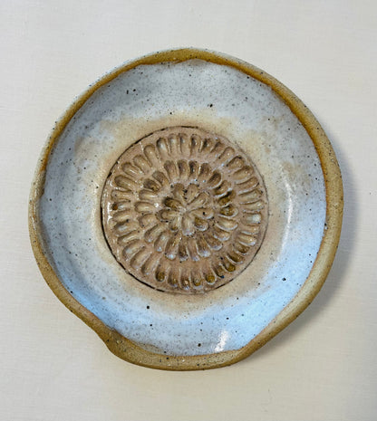 Garlic Grater, howlite and coral glaze