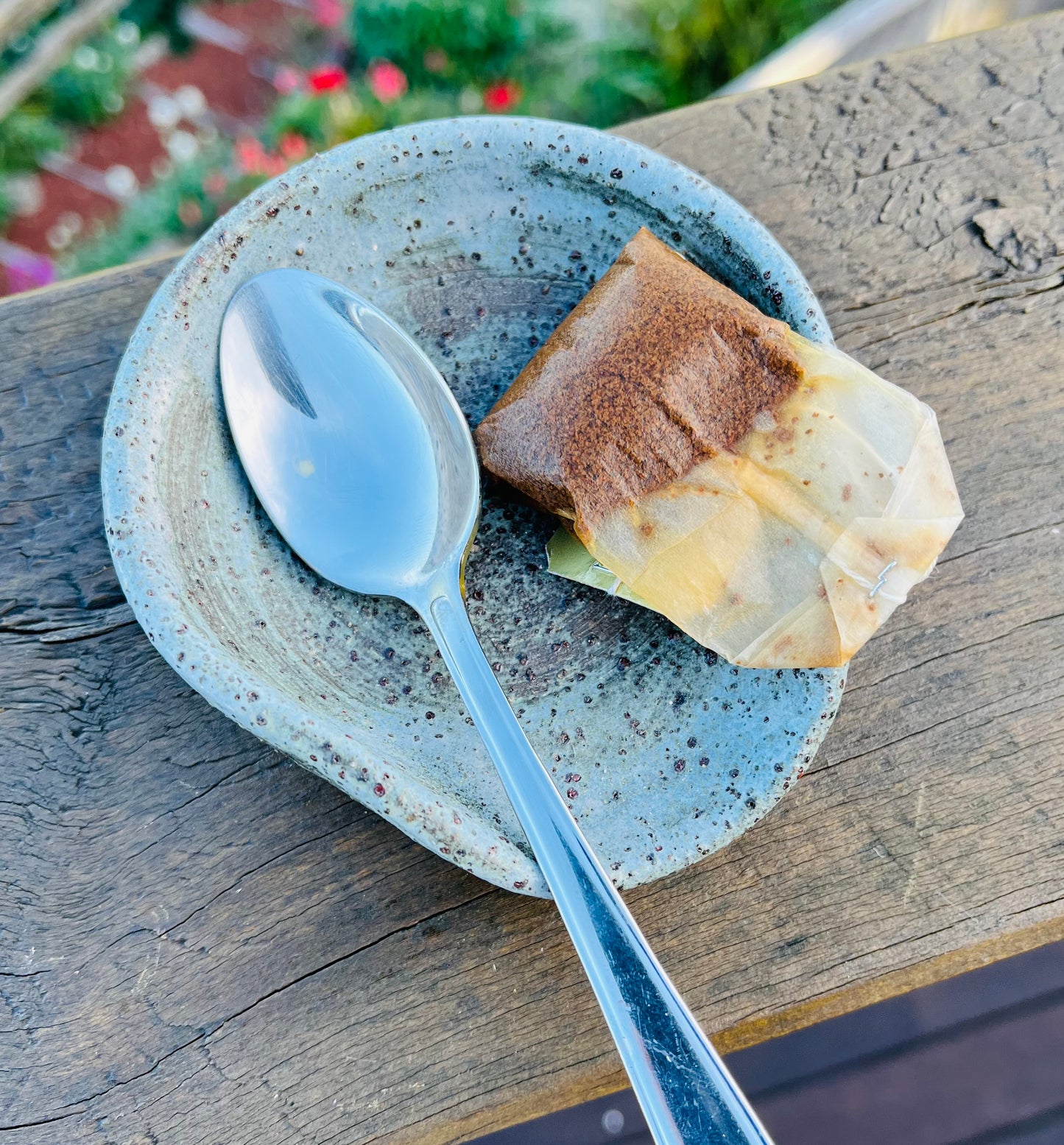 Seep and Sit (small spoon rest), denim glaze