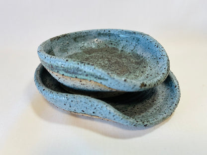 Seep and Sit (small spoon rest), denim glaze